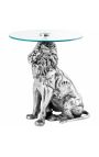 Table d'appoint "LION" en aluminium argenté