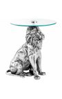 Table d'appoint "LION" en aluminium argenté