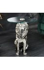 Table d'appoint "LION" en aluminium argenté