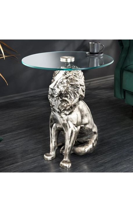 Side table "LION" of silver aluminium