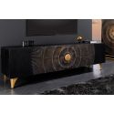 Black and golden CERCLE TV cabinet in Manguier with pattern circulars in 3d