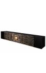 Black and gold CERCLE hanging TV cabinet in Manguier with pattern circulars in 3d