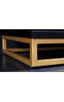 Black and golden CERCLE bar cabinet in Mango wood with circulars pattern in 3d