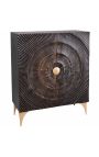 Schwarz und Gold CERCLE Highboard in Mango Holz Muster Kreise 3d