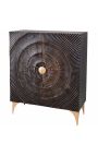 Schwarz und Gold CERCLE Highboard in Mango Holz Muster Kreise 3d