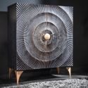 Schwarz und Gold CERCLE Highboard in Mango Holz Muster Kreise 3d