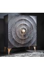 Preto e ouro CERCLE highboard em Mango madeira padrão circulares 3d