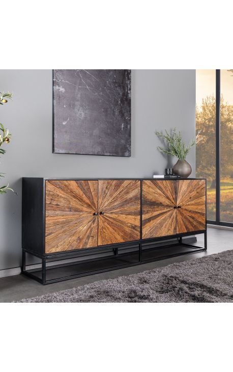 CUBA 4 porte Credenza in legno Mango con porte Teck riciclate