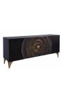 CERCED 4-Tür schwarz und gold Manguier Sideboard mit Musterrunden in 3d