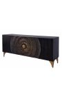 CERCLE 4-porta preto e ouro Manguier sideboard com padrão circulares em 3d