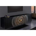 Black and golden hanging sideboard in Mango wood with 3d circular patterns