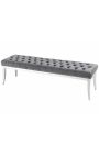 Bench modern baroque grey velvet and chromed steel 165 cm