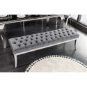 Bench modern baroque grey velvet and chromed steel 165 cm