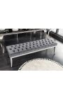 Banquette baroque moderne velours gris et acier chromé 165 cm