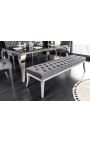 Banc barroc modern de vellut gris i acer cromat 165 cm