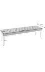 Banc barroc modern de vellut gris i acer cromat 165 cm