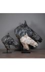 Escultura "Head of Selene Horse" beige en soporte de metal negro