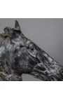 Sculpture "Tête de Cheval de Séléné" noire sur support métallique noir