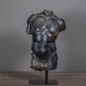 Escultura "Torso of Hermes" negro en soporte de metal negro