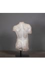 Scultura "Torso di Hermes" beige su supporto in metallo nero