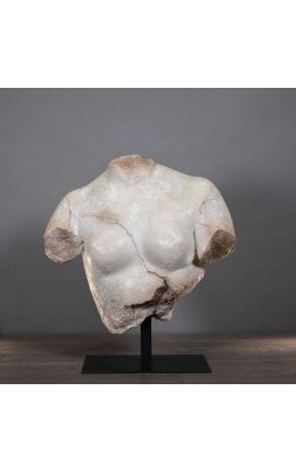 Skulptur "Hellenistisk bust av kvinne" beige metall svart ståsted