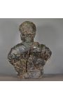 Sculptură mare de bust al unui împărat roman din patină de bronz