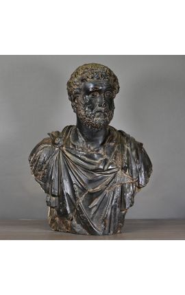 Gran escultura bust d&#039;un emperador romà patina bronze