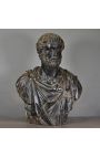 Gran escultura bust d'un emperador romà patina bronze