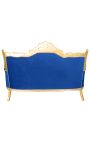 Baroque Rococo 3 seater dark blue velvet and gold wood