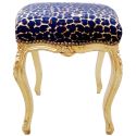 Louis XV style baroque footrest with leopard and golden wood