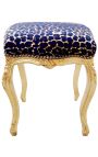 Louis XV style baroque footrest with leopard and golden wood