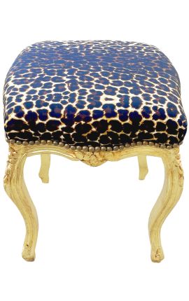 Louis XV style baroque footrest with leopard and golden wood