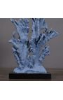 Blue coral mounted on matte black wooden base