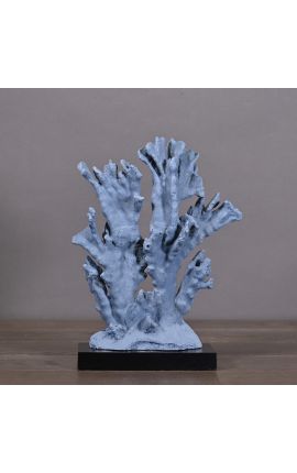 Blue coral mounted on matte black wooden base