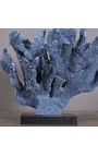 Large blue coral mounted on base in matt black wood