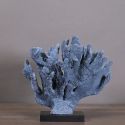 Large blue coral mounted on base in matt black wood