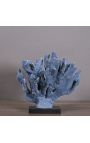 Large blue coral mounted on base in matt black wood