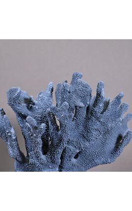 Large blue coral mounted on base in matt black wood