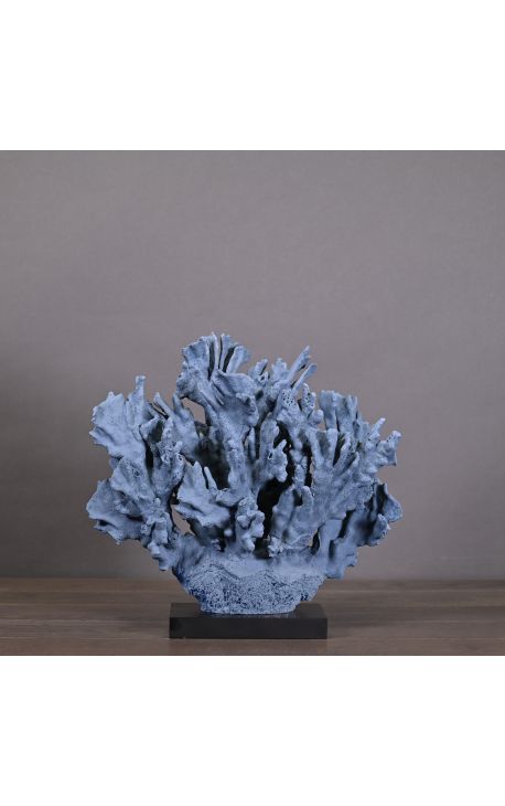 Large coral Blue Ridge mounted on base in matt black wood