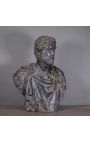 Gran escultura bust d'un emperador romà patina bronze