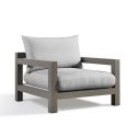 Grand fauteuil "Nai Harn" tissu beige et aluminium taupe