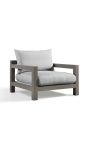 Large chair "Nai Harn" beige fabric and taupe aluminum