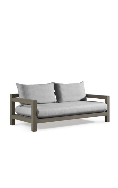 Sofa 2 Sitzbank "Nai Harn" beige stoff und taupe aluminium