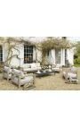 Sofa 2 seater "Nai Harn" beige fabric and taupe aluminum