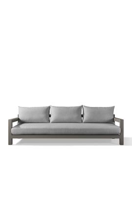 Sofa 3 seater "Nai Harn" beige fabric and taupe aluminum