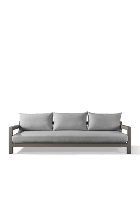 Sofa med 3 sæder "Nai Harn" beige stof og taupe aluminium