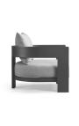 Large armchair "Aruba" light grey fabric and anthracite grey aluminium