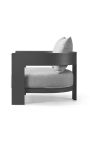 Large armchair "Aruba" light grey fabric and anthracite grey aluminium