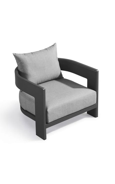 Sillón grande "Aruba" tejido gris claro y aluminio gris antracita