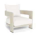 Large armchair "Aruba" white fabric and aluminum ivory color